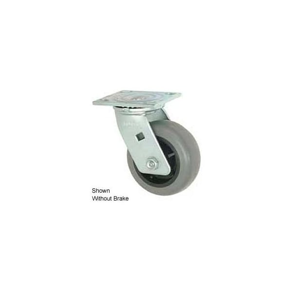 Casters Wheels & Industrial Handling Faultless Swivel Plate Caster 5in TPR Wheel with Brake 493-5RB - main